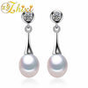 [zhixi] Pearl Earrings Fine Pearl Jewelry Real Natural Tear Drop Earrings Classical For Woman E1058